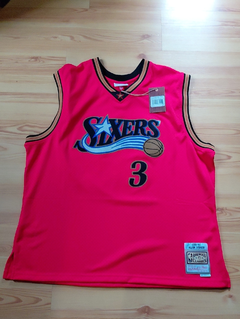 Mitchell & Ness Red and Gold Allen Iverson Swingman Jersey